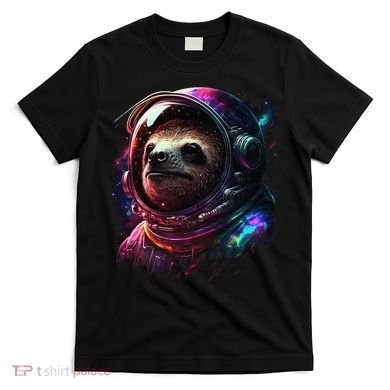 cute Sloth Astronaut in Space Suit Colorful Cosmos T-Shirt
