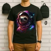 cute Sloth Astronaut in Space Suit Colorful Cosmos T-Shirt thumb 6