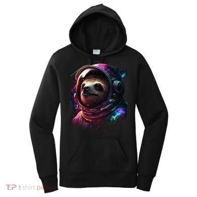cute Sloth Astronaut in Space Suit Colorful Cosmos Women's Hoodie