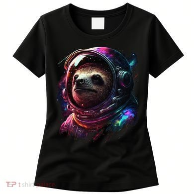 cute Sloth Astronaut in Space Suit Colorful Cosmos Women's T-Shirt