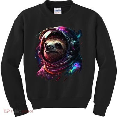 cute Sloth Astronaut in Space Suit Colorful Cosmos Kids Sweatshirt