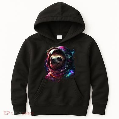 cute Sloth Astronaut in Space Suit Colorful Cosmos Kids Hoodie