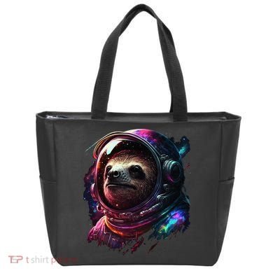 cute Sloth Astronaut in Space Suit Colorful Cosmos Tote Bag