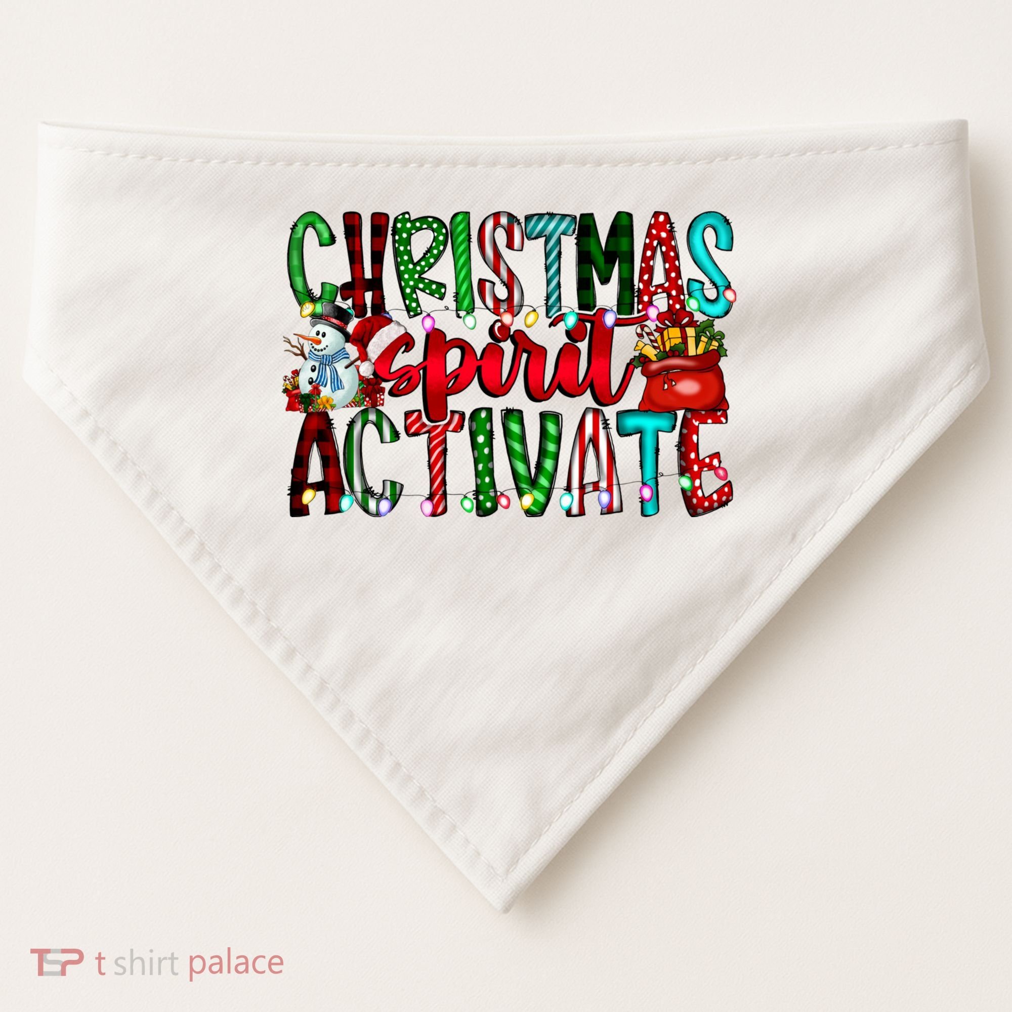 Christmas Spirit Activate Funny Christmas Xmas USA-Made Doggie Bandana