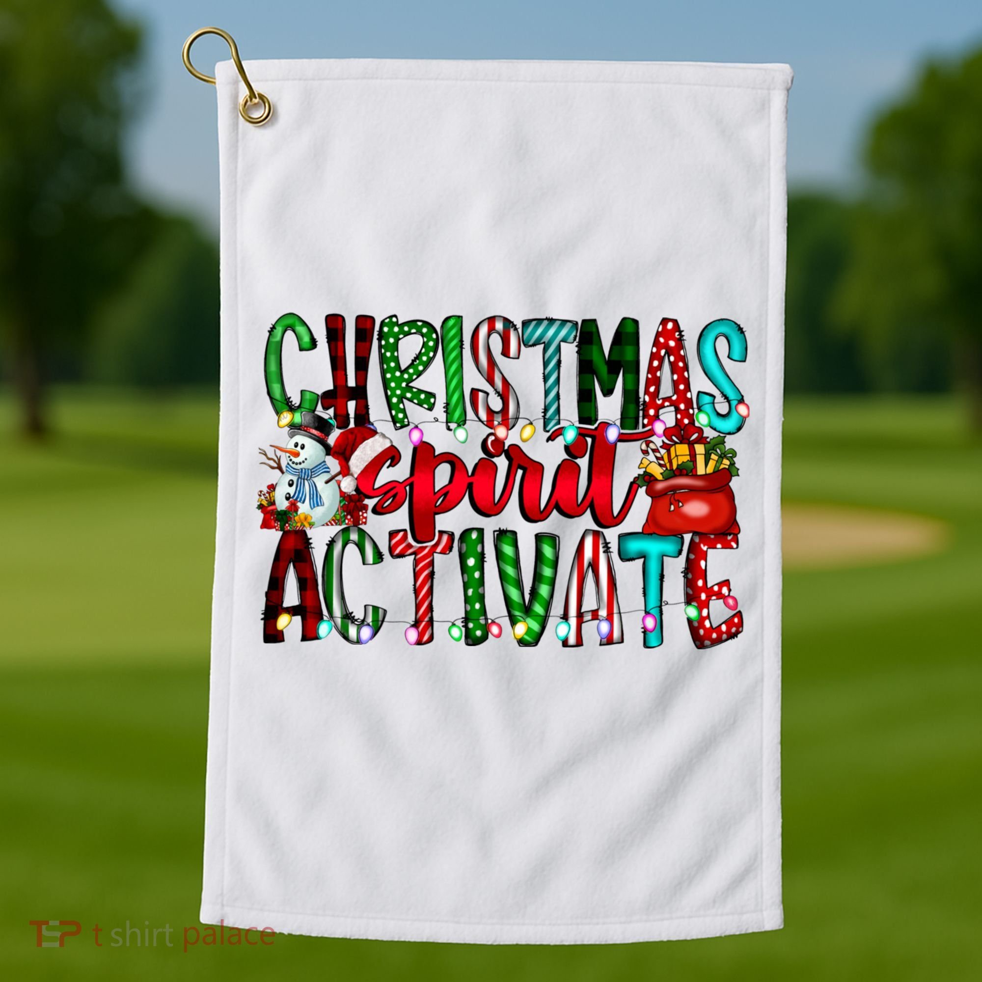 Christmas Spirit Activate Funny Christmas Xmas Golf Towel