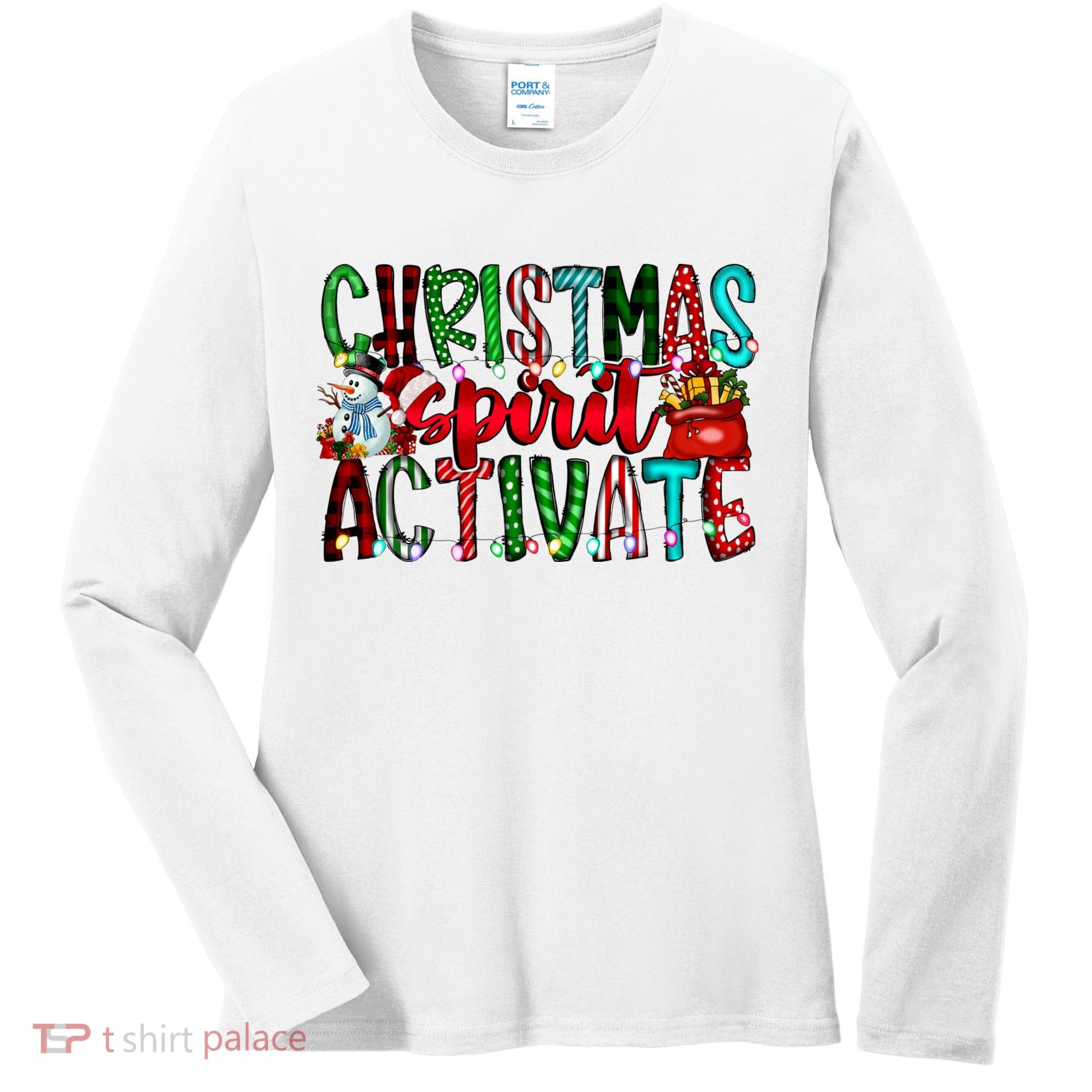 Christmas Spirit Activate Funny Christmas Xmas Women's Long Sleeve Shirt