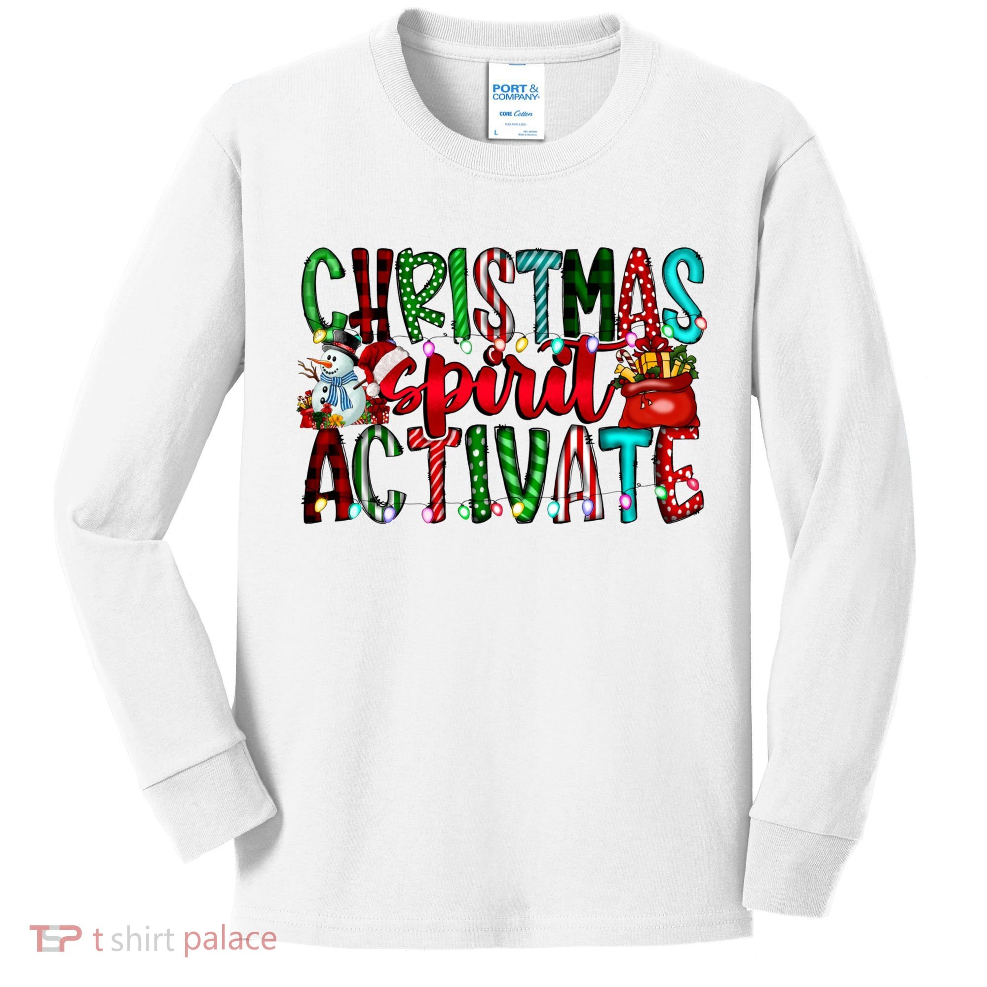 Christmas Spirit Activate Funny Christmas Xmas Kids Long Sleeve Shirt