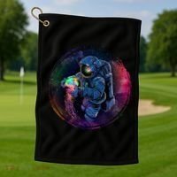 Cool Space Astronaut Jellyfish Galaxy Golf Towel thumb 1