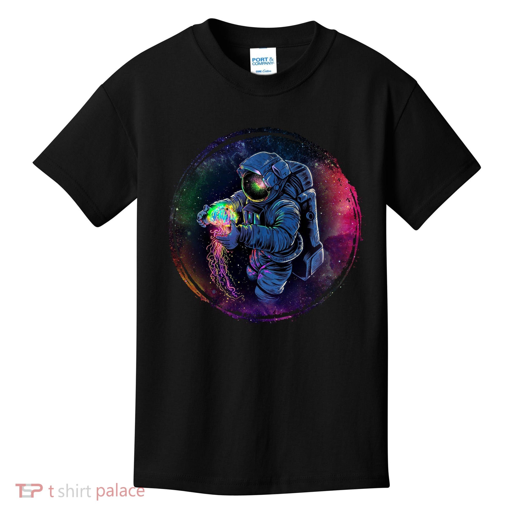 Cool Space Astronaut Jellyfish Galaxy Kids T-Shirt