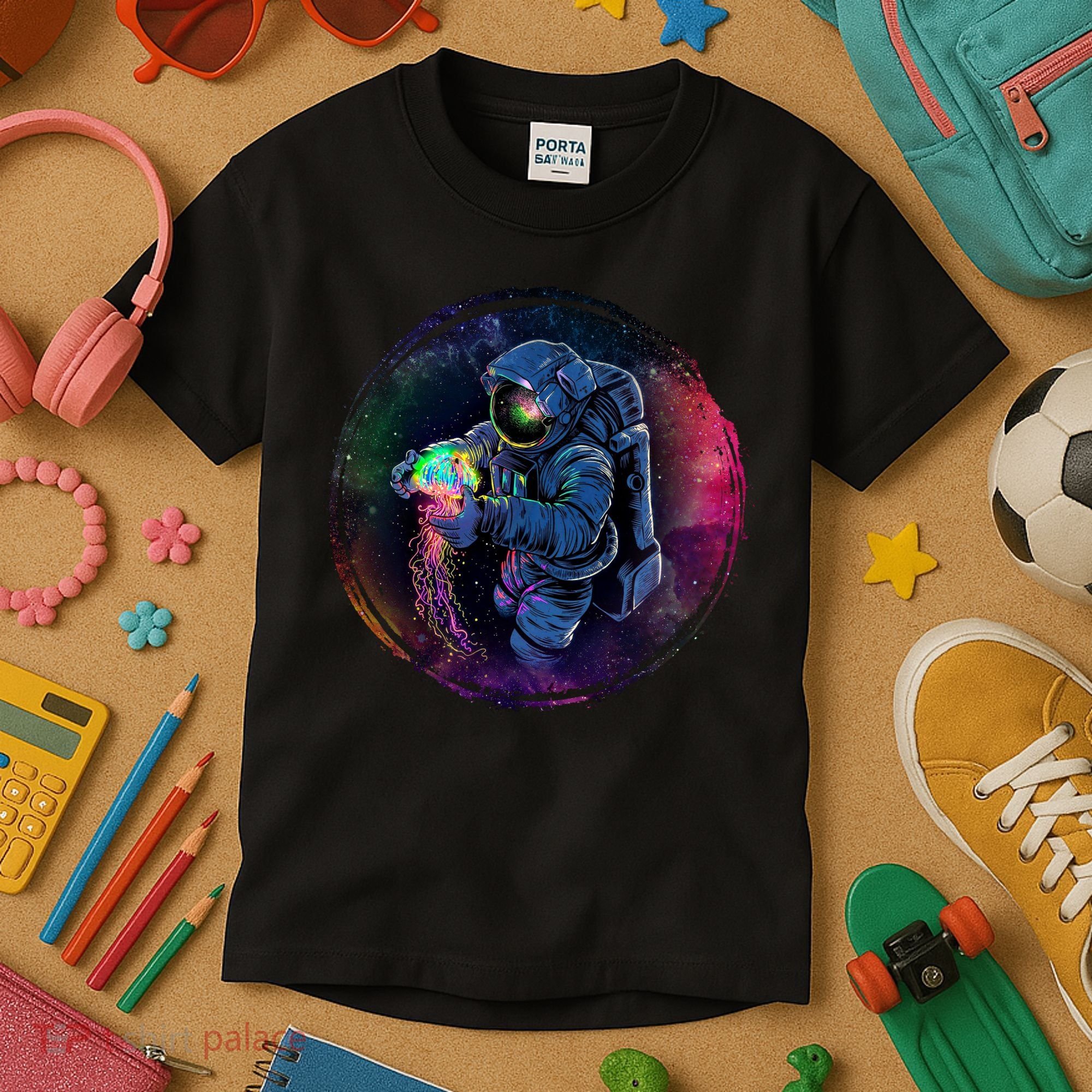 Cool Space Astronaut Jellyfish Galaxy Kids T-Shirt