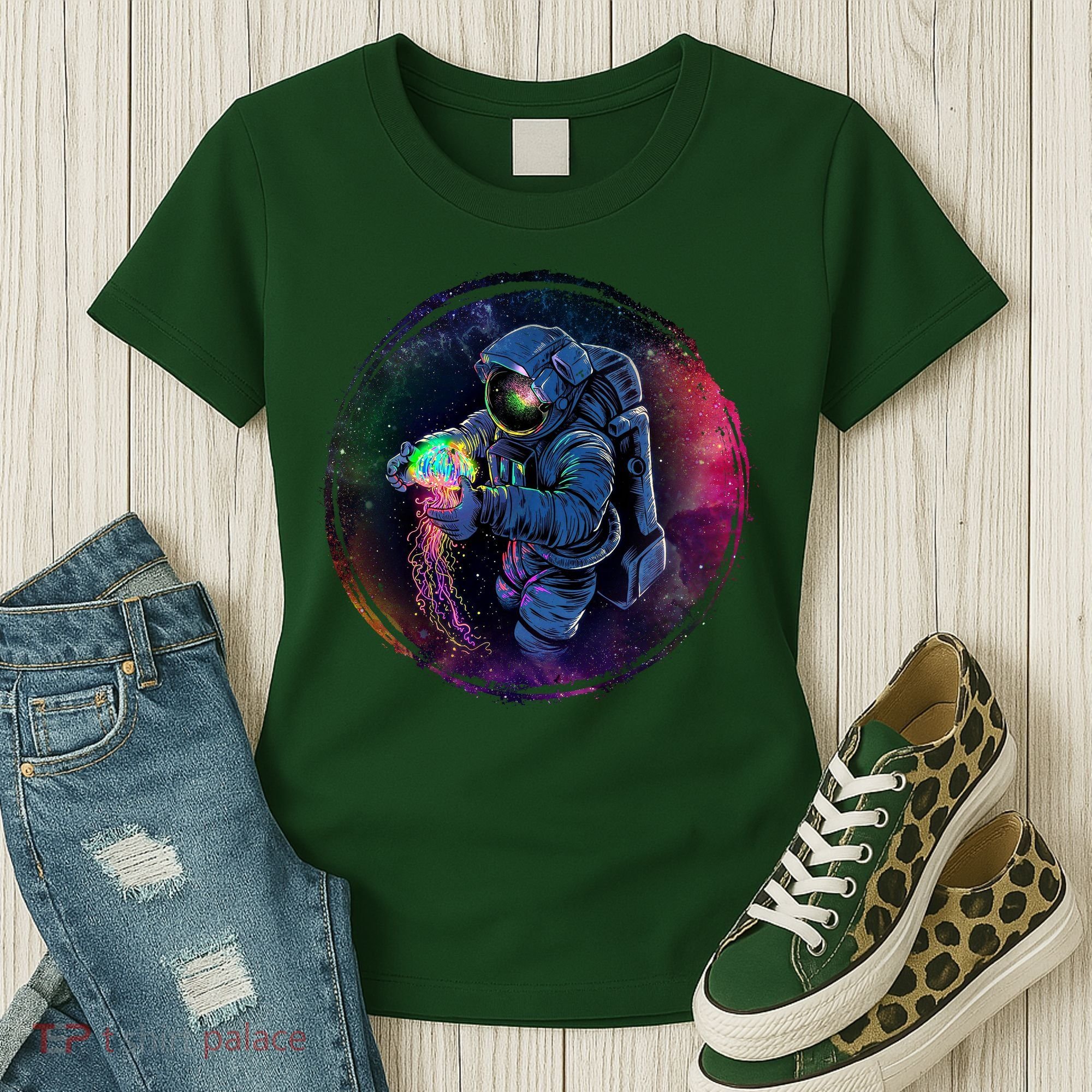 Cool Space Astronaut Jellyfish Galaxy Women's T-Shirt
