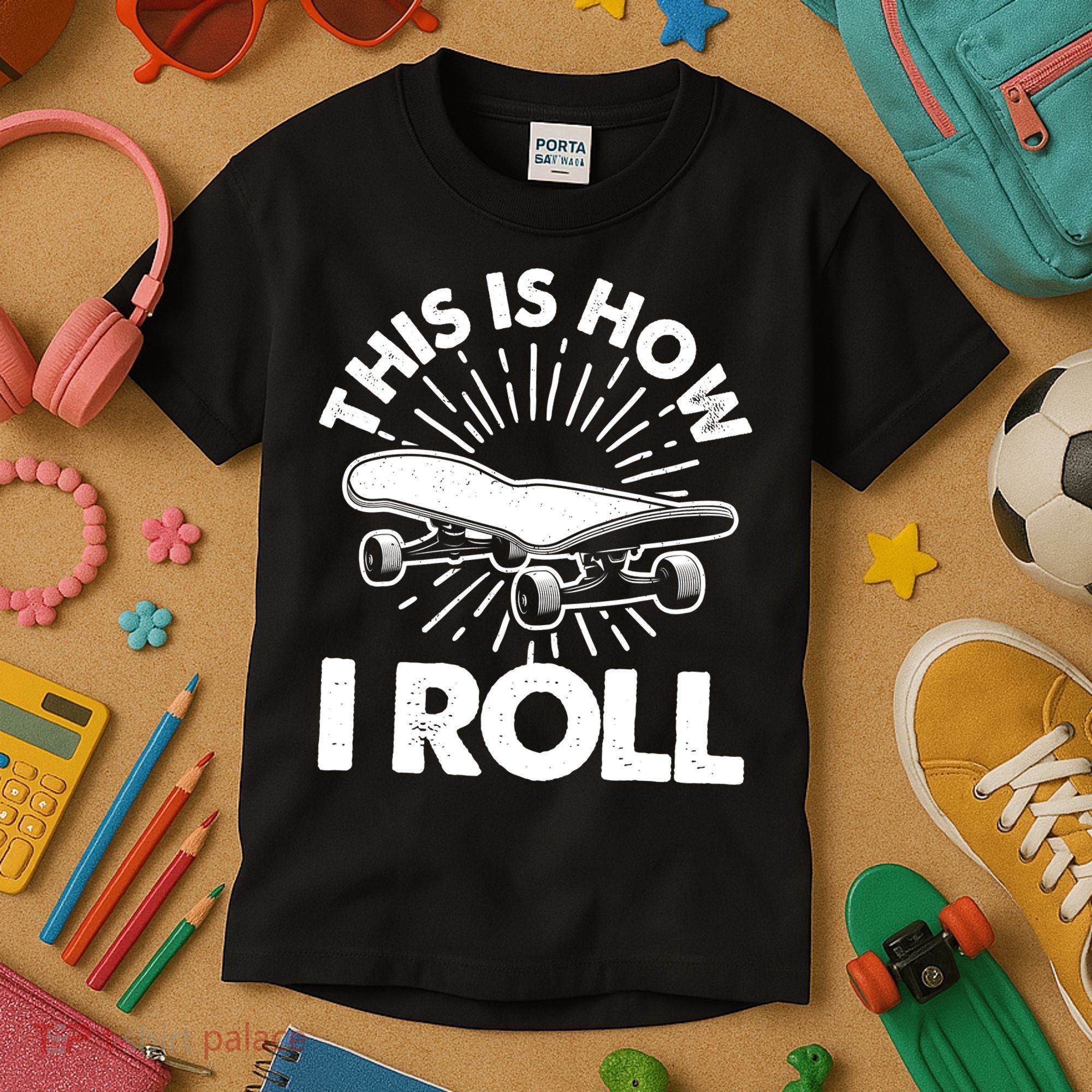 Cool Skateboard Art Boys Girls Skateboarding Kids T-Shirt