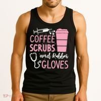 Coffee Scrubs And Rubber Gloves Medical Nurse Doctor Tank Top thumb 3