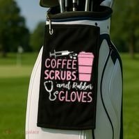 Coffee Scrubs And Rubber Gloves Medical Nurse Doctor Golf Towel thumb 2