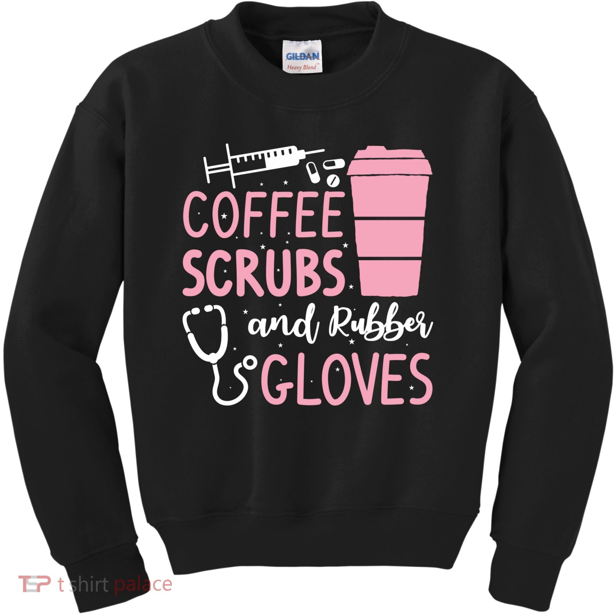 Coffee Scrubs And Rubber Gloves Medical Nurse Doctor Kids Sweatshirt