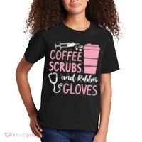 Coffee Scrubs And Rubber Gloves Medical Nurse Doctor Kids T-Shirt thumb 2