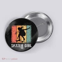 Cool Skater Art Women Skateboarding Skateboard Skating Button thumb 0