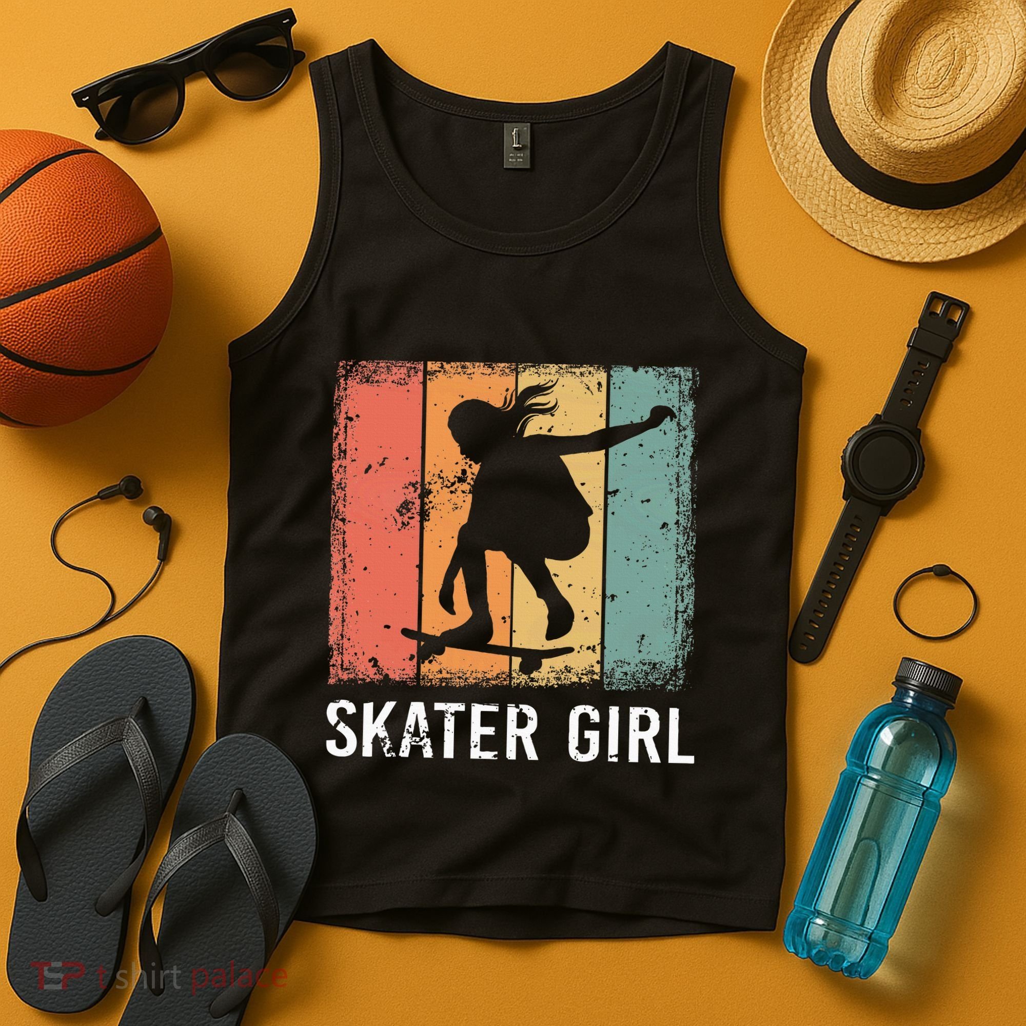 Cool Skater Art Women Skateboarding Skateboard Skating Tank Top