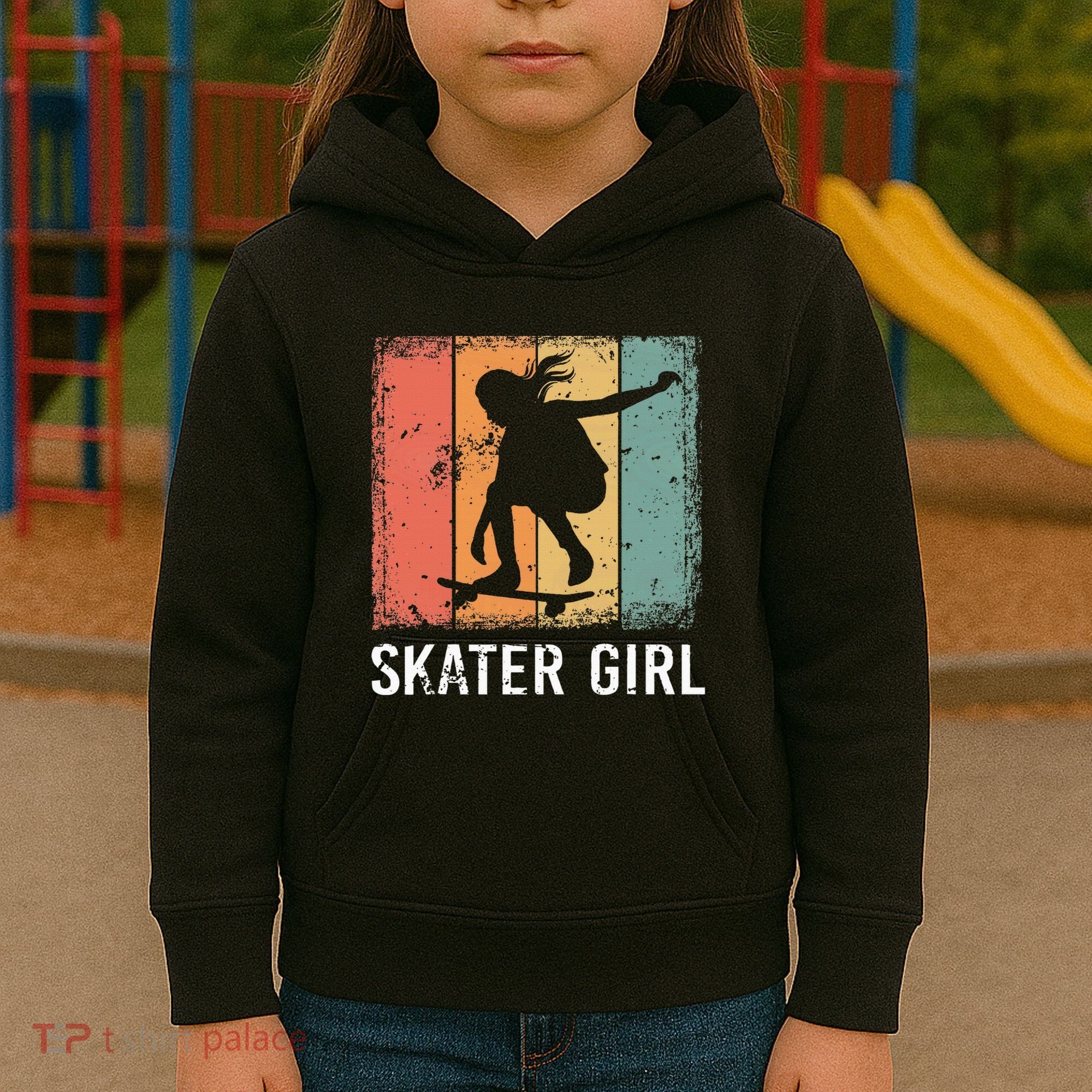 Cool Skater Art Women Skateboarding Skateboard Skating Kids Hoodie