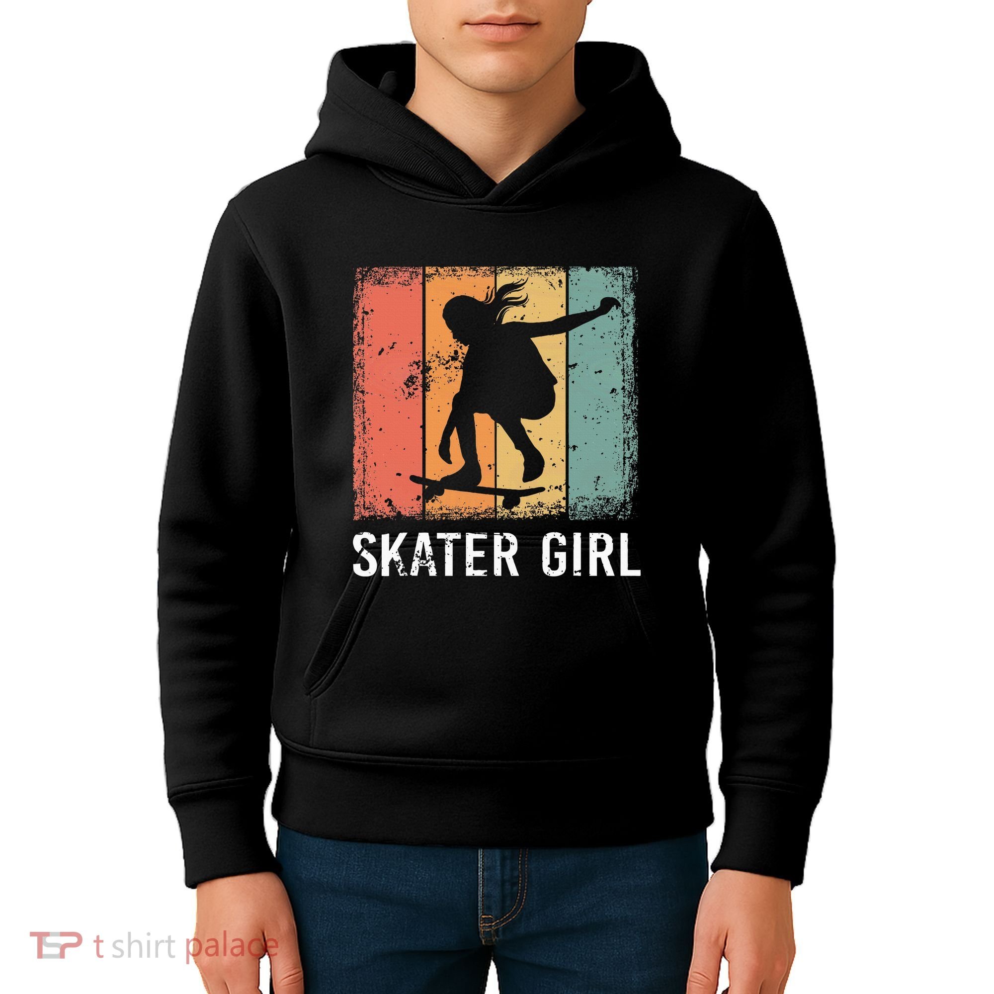 Cool Skater Art Women Skateboarding Skateboard Skating Kids Hoodie
