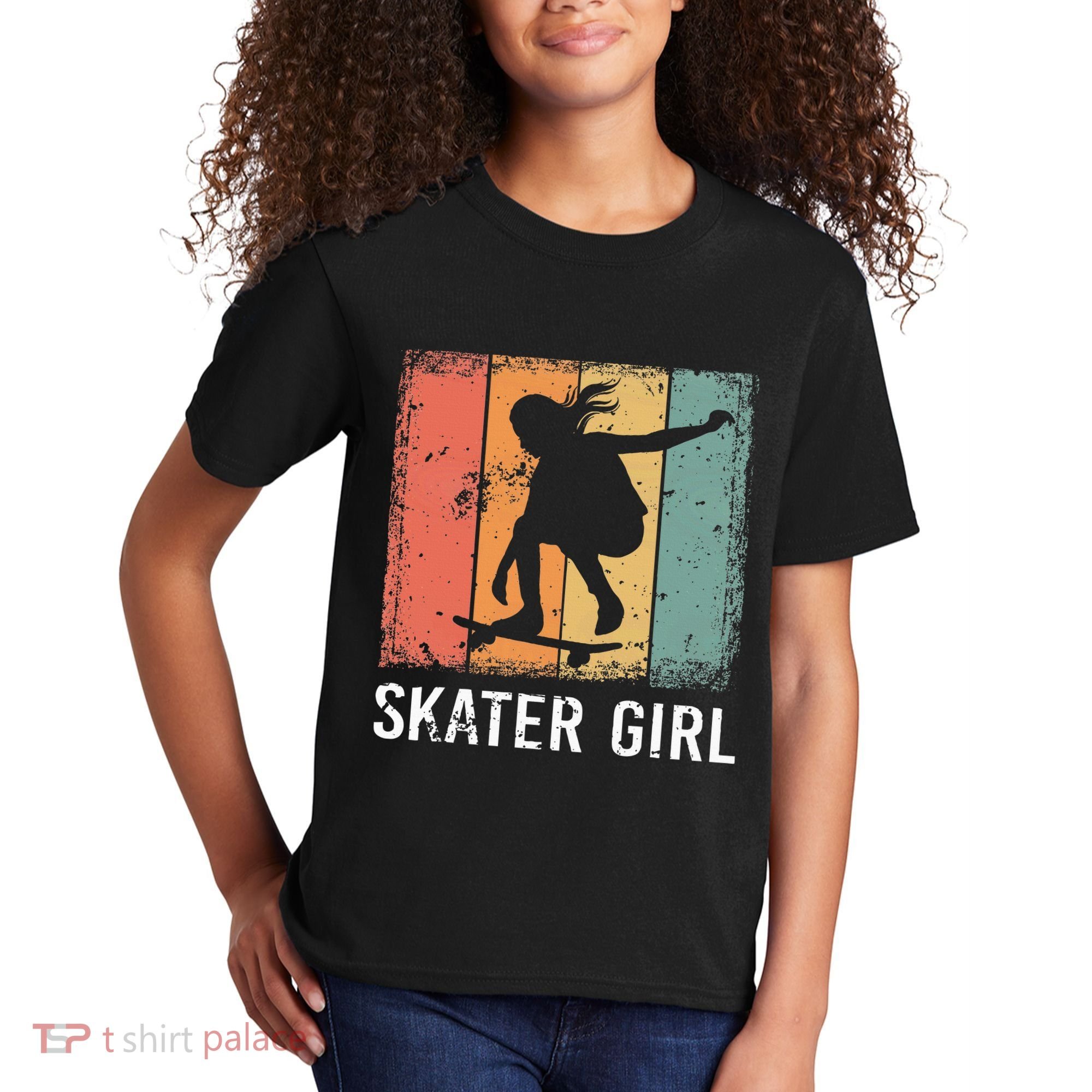 Cool Skater Art Women Skateboarding Skateboard Skating Kids T-Shirt
