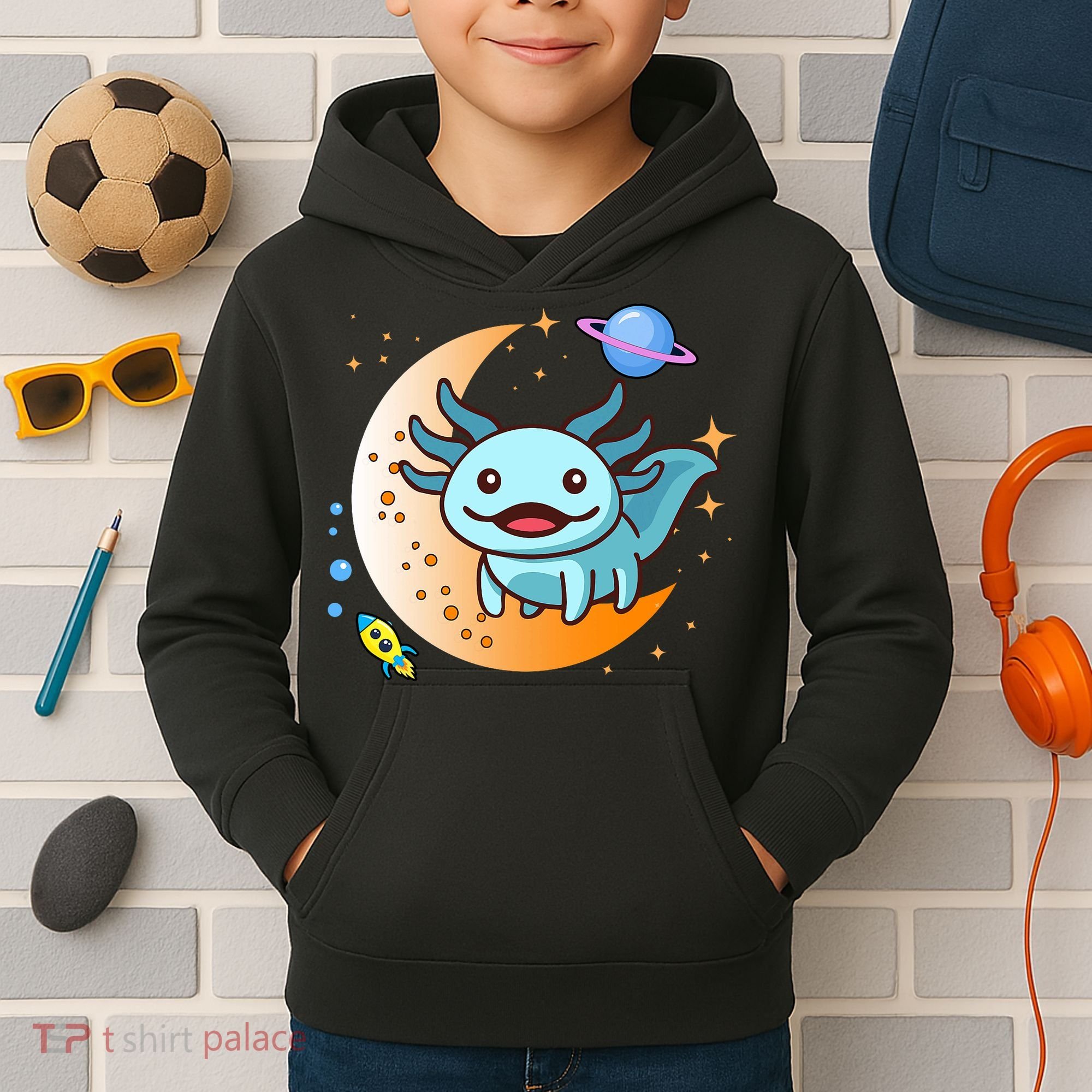 Cute Space Axolotl- I Axolotl Questions Kids Hoodie