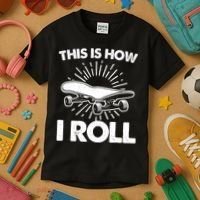 Cool Skateboard Art This Is How I Roll Skateboarding Kids T-Shirt thumb 3