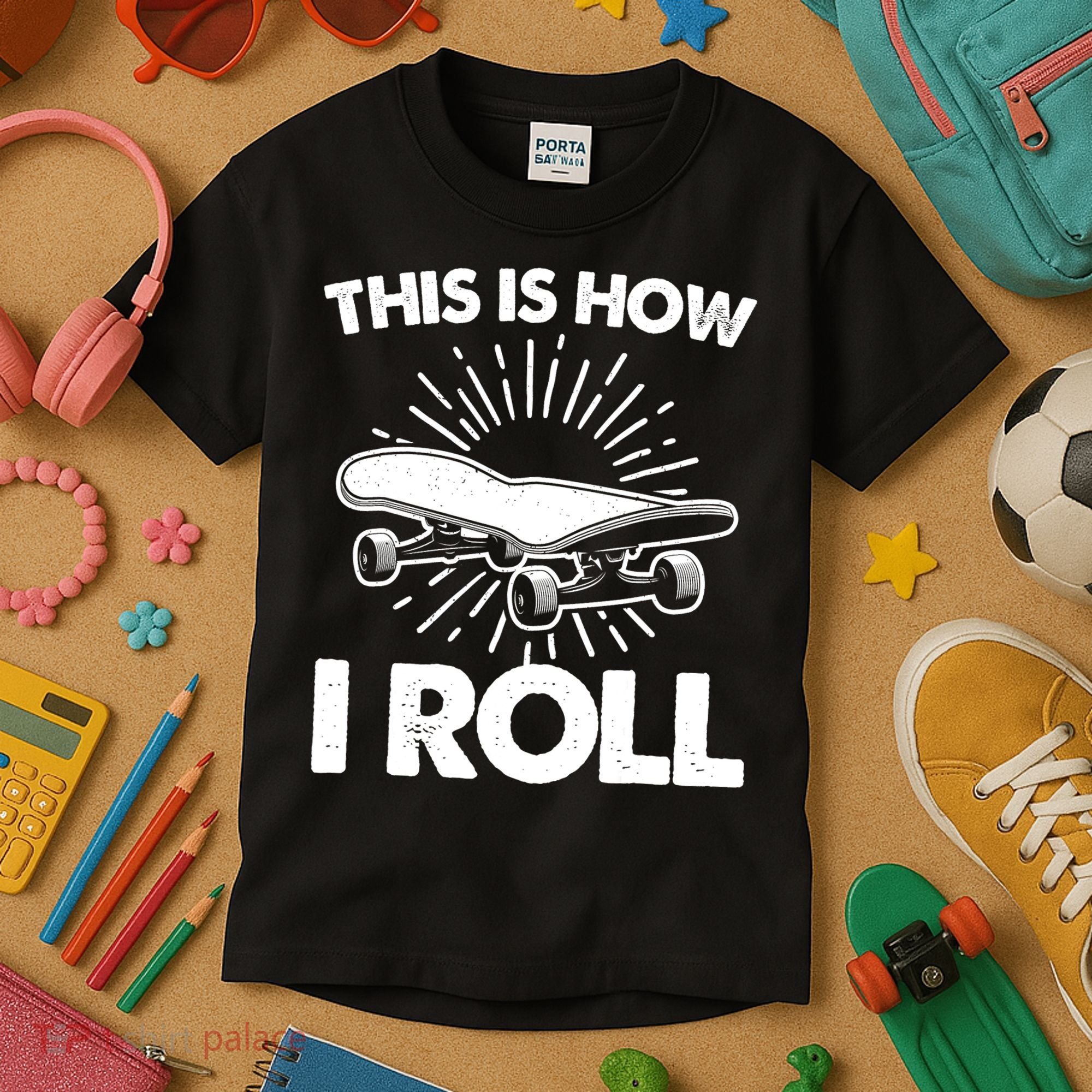 Cool Skateboard Art This Is How I Roll Skateboarding Kids T-Shirt