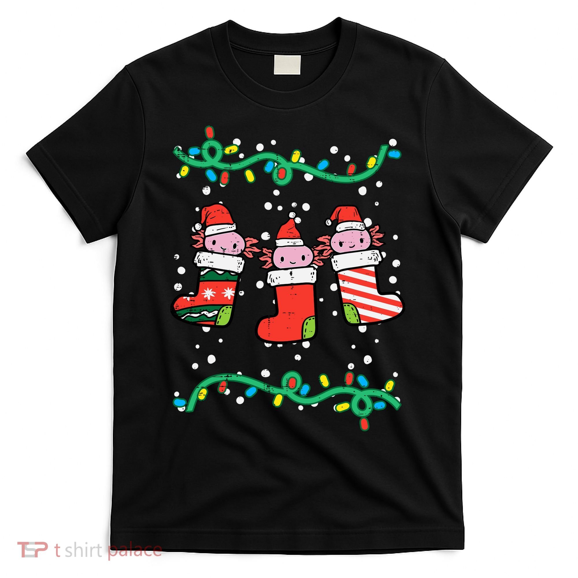 Christmas Stockings Axolotls Cute Xmas Girl T-Shirt