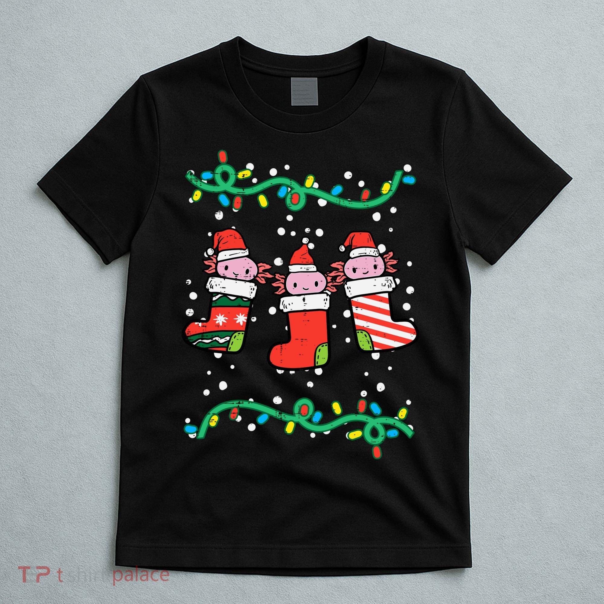 Christmas Stockings Axolotls Cute Xmas Girl T-Shirt