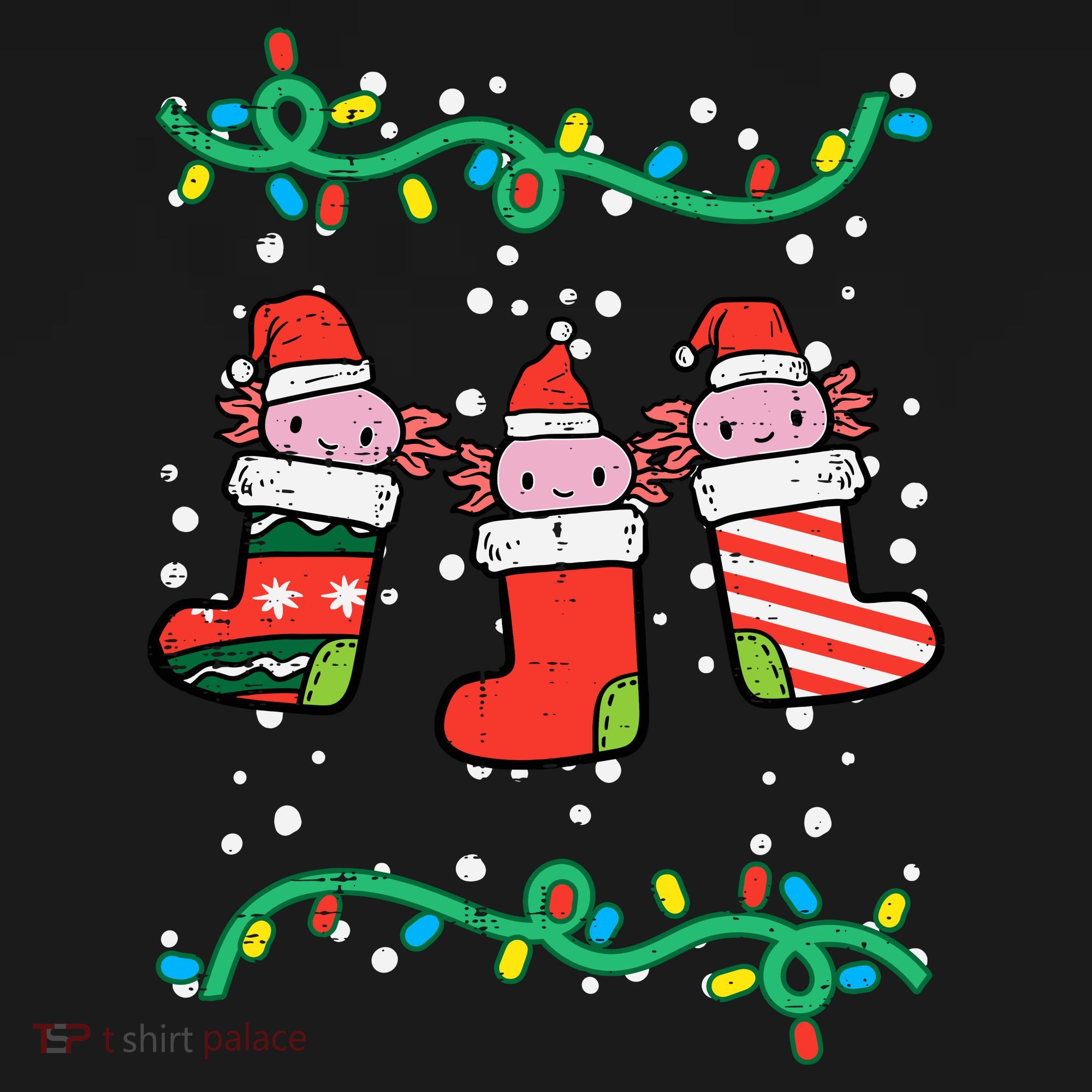 Christmas Stockings Axolotls Cute Xmas Girl T-Shirt