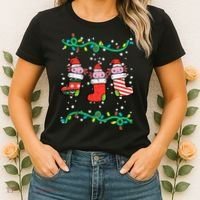Christmas Stockings Axolotls Cute Xmas Girl Women's T-Shirt thumb 2