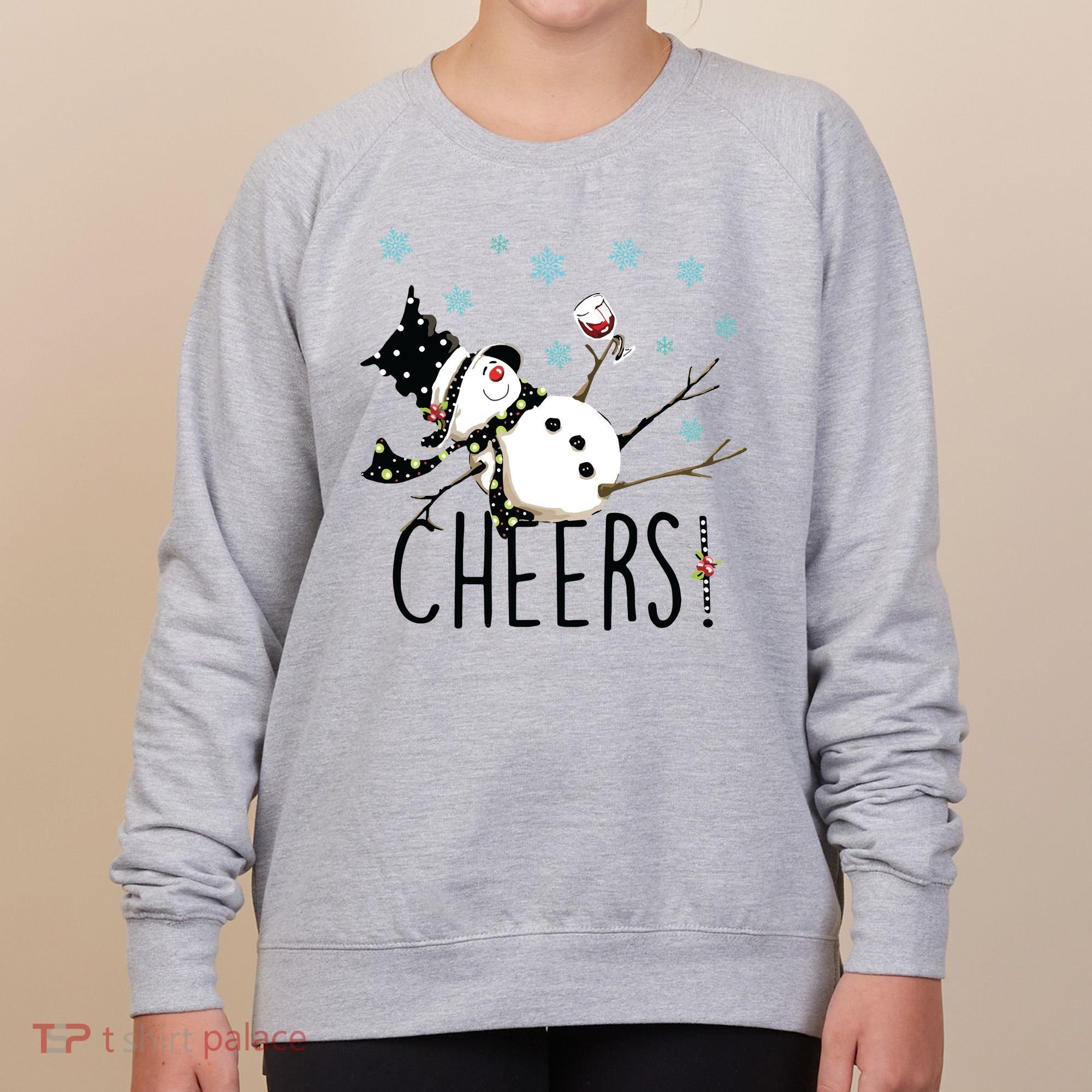 Cheers Snowman And Wine Christmas Women's Sweatshirt