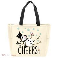 Cheers Snowman And Wine Christmas Tote Bag thumb 0