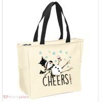 Cheers Snowman And Wine Christmas Tote Bag thumb 2
