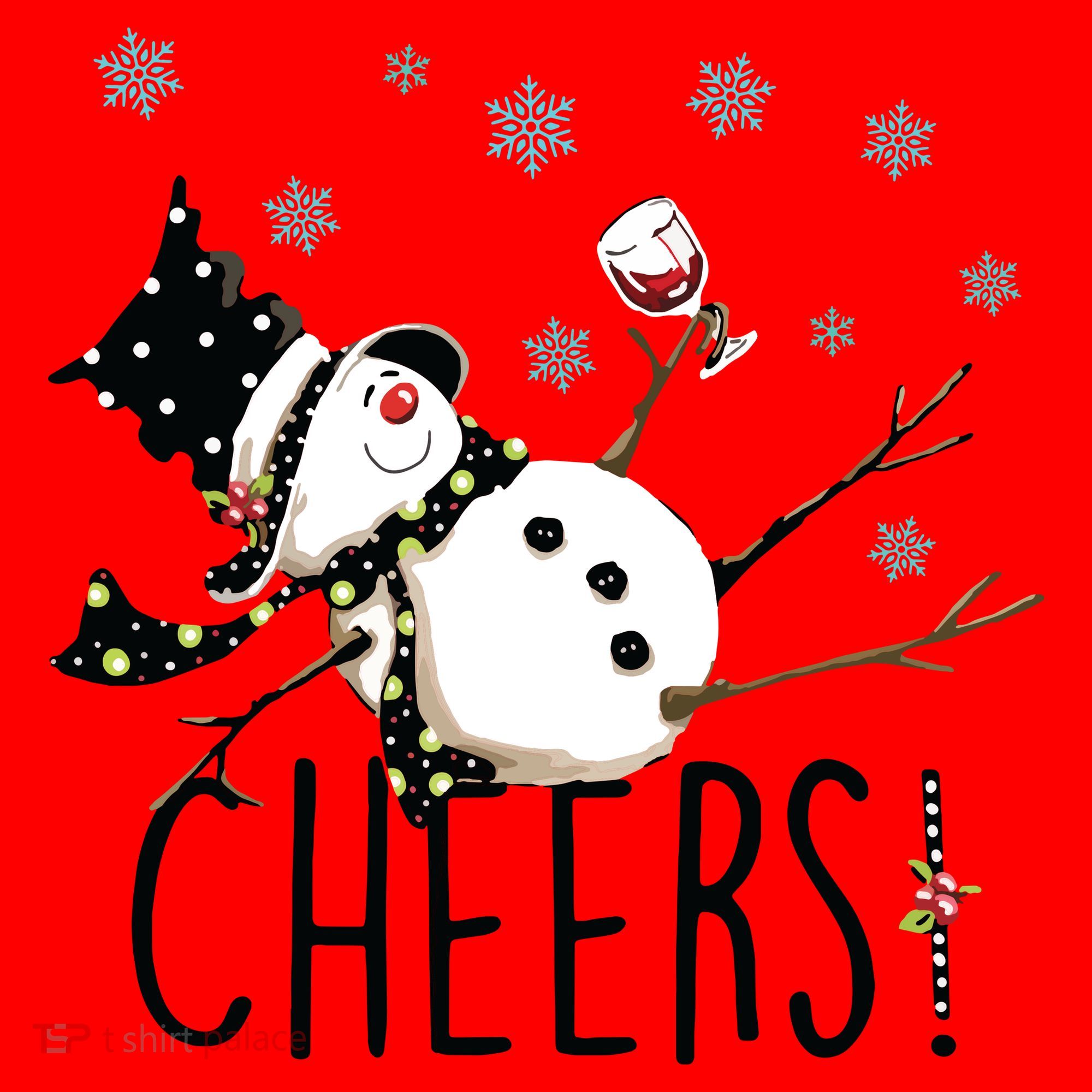 Cheers Snowman And Wine Christmas Santa Hat