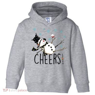 Cheers Snowman And Wine Christmas Toddler Hoodie