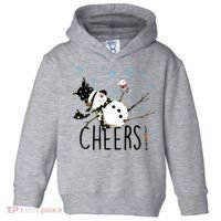 Cheers Snowman And Wine Christmas Toddler Hoodie thumb 0
