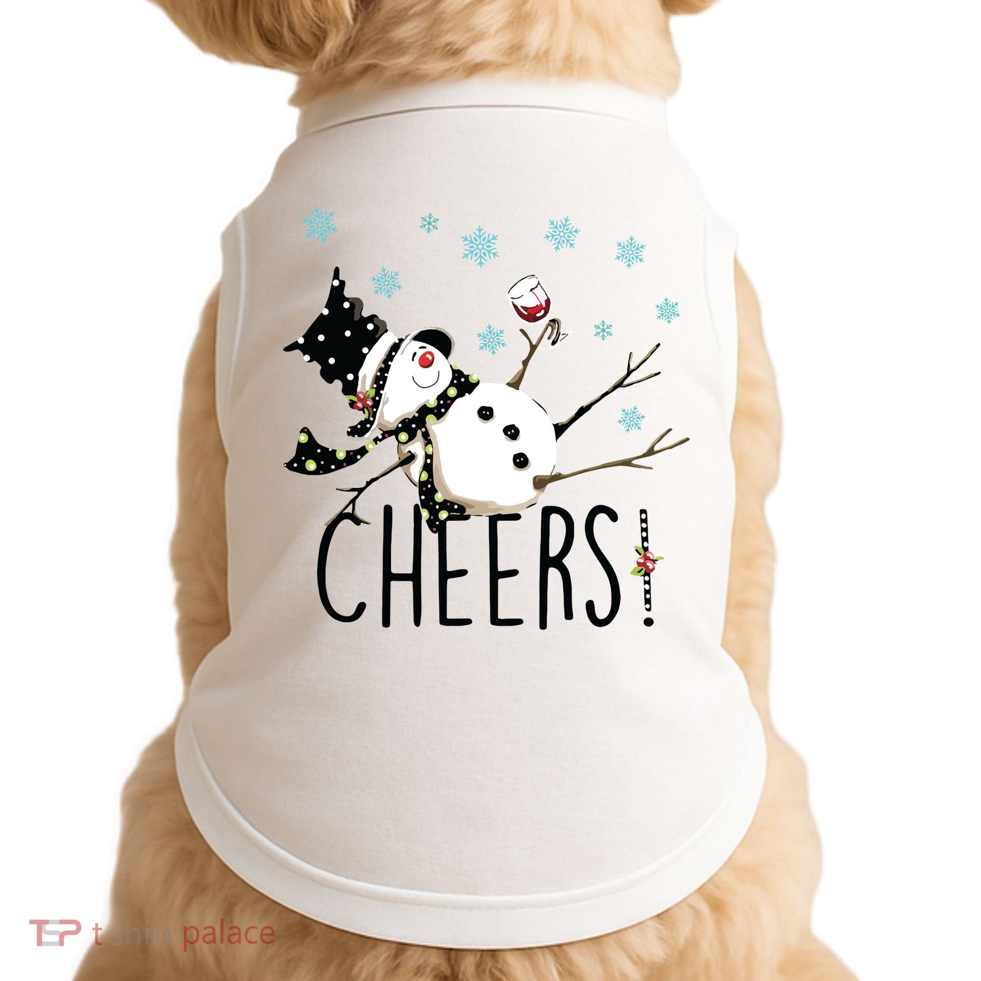 Cheers Snowman And Wine Christmas Doggie Tank