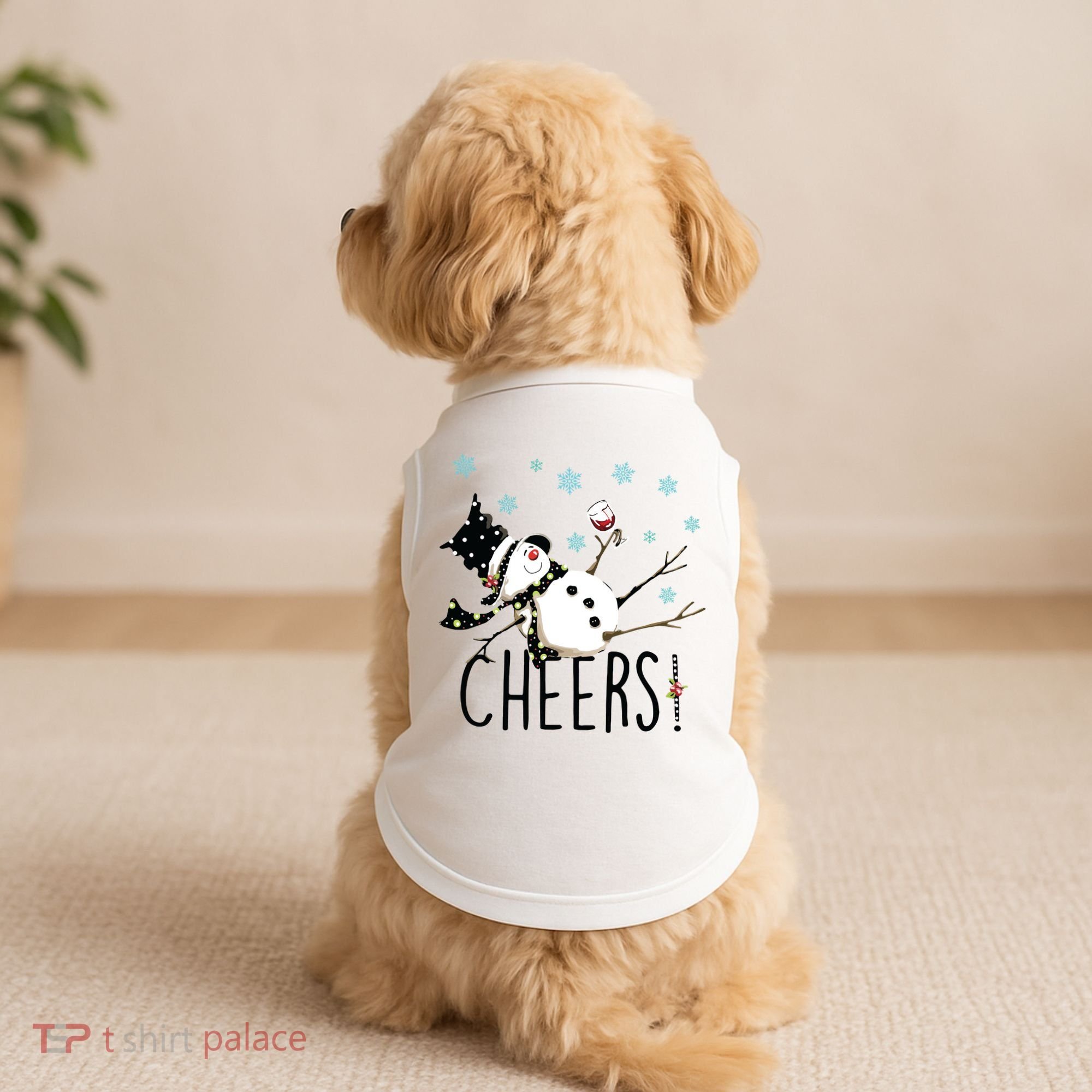 Cheers Snowman And Wine Christmas Doggie Tank