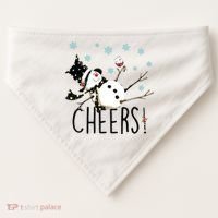Cheers Snowman And Wine Christmas USA-Made Doggie Bandana thumb 0