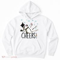Cheers Snowman And Wine Christmas Hoodie thumb 0