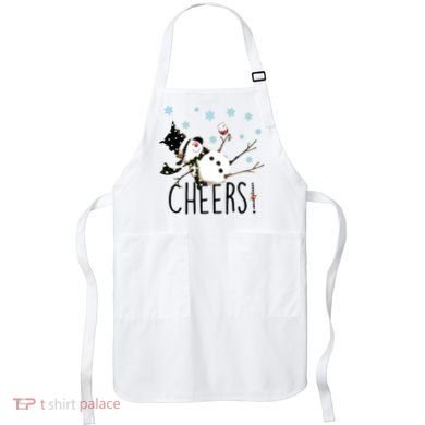 Cheers Snowman And Wine Christmas Apron