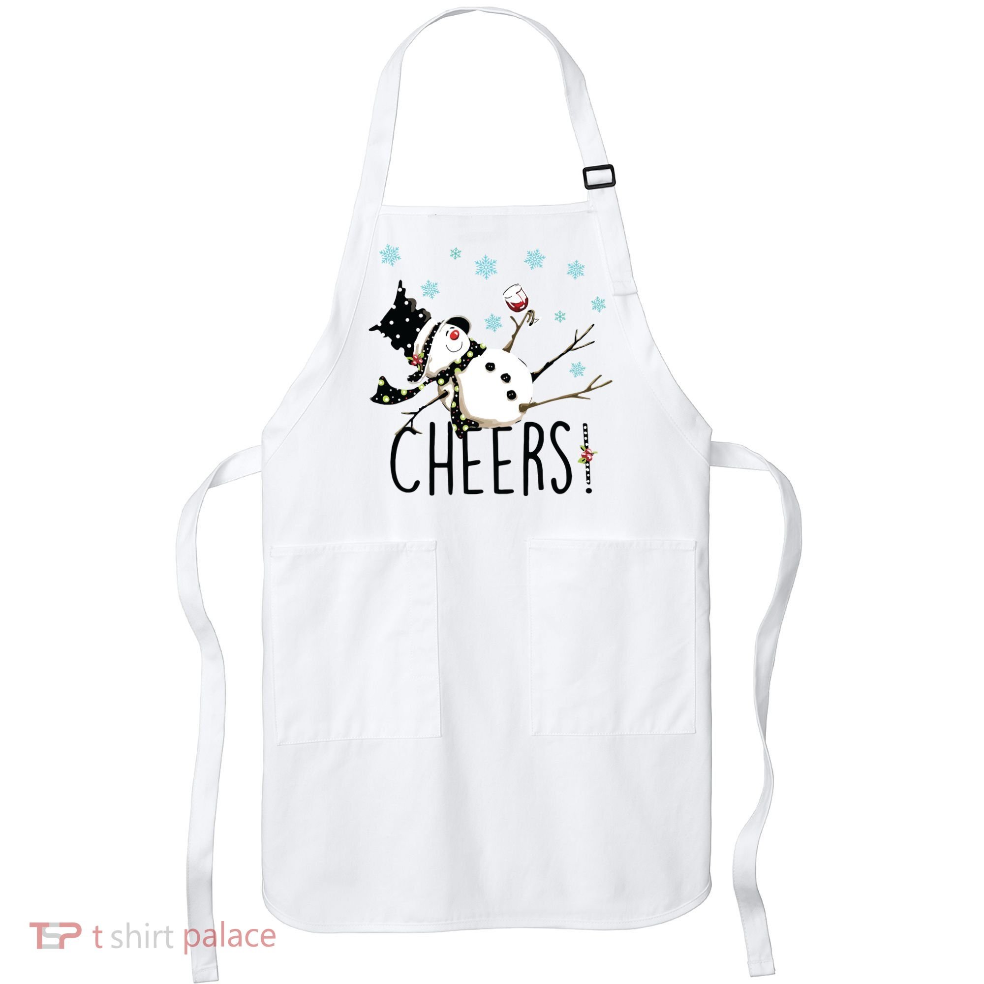 Cheers Snowman And Wine Christmas Apron