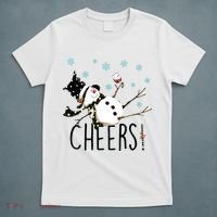 Cheers Snowman And Wine Christmas T-Shirt thumb 5