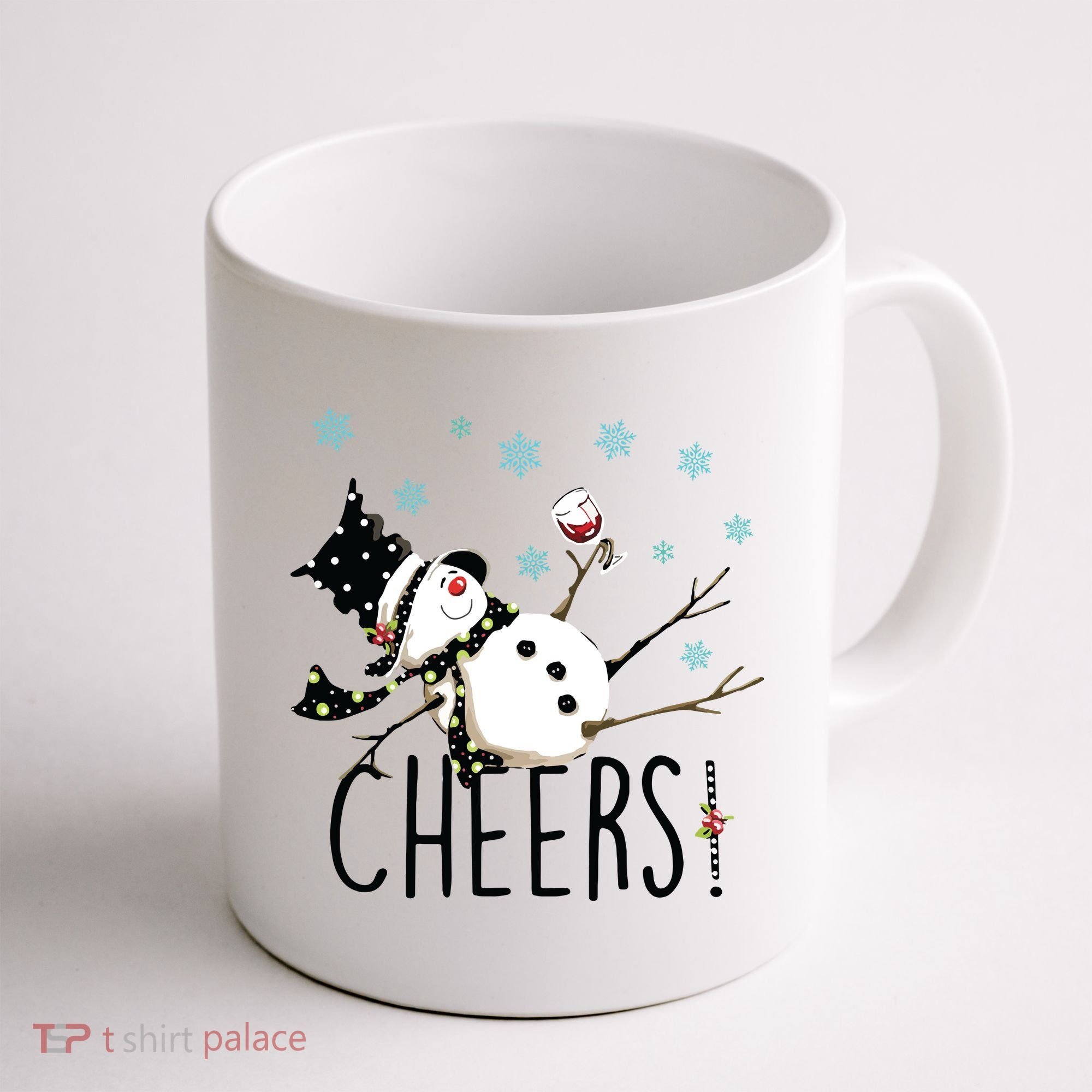 Cheers Snowman And Wine Christmas Coffee Mug