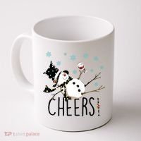 Cheers Snowman And Wine Christmas Coffee Mug thumb 0
