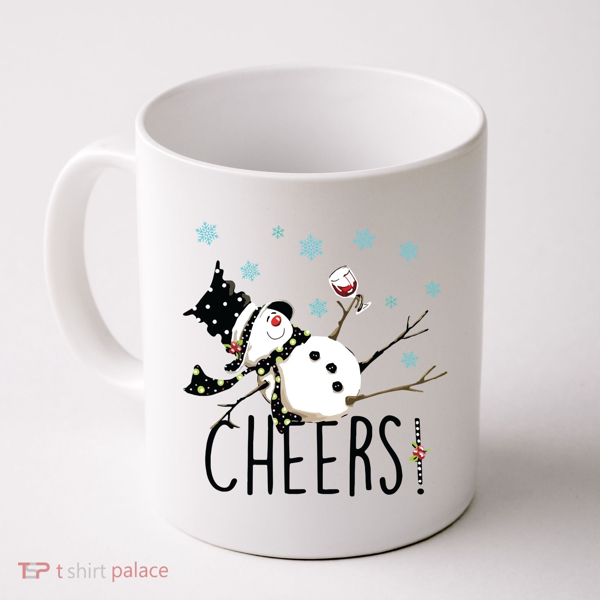 Cheers Snowman And Wine Christmas Coffee Mug