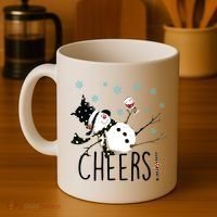 Cheers Snowman And Wine Christmas Coffee Mug thumb 4