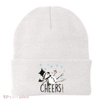 Cheers Snowman And Wine Christmas Beanie